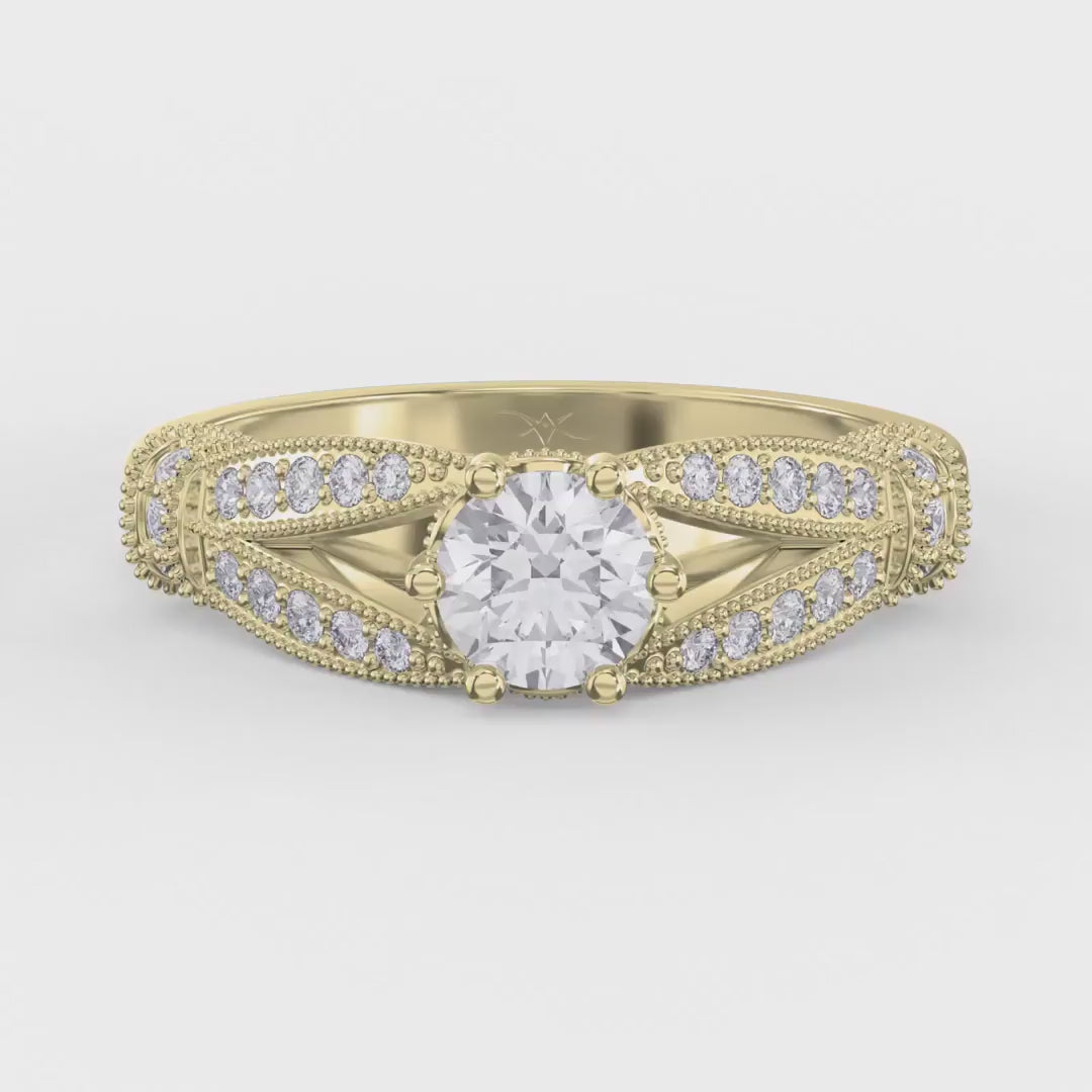 Round Diamond Valencia Design Vintage Ring, product video