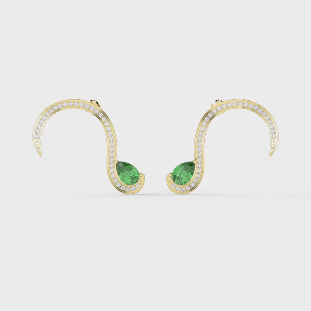 Green Gemstone Trance Pave Fashion Earrings, product video