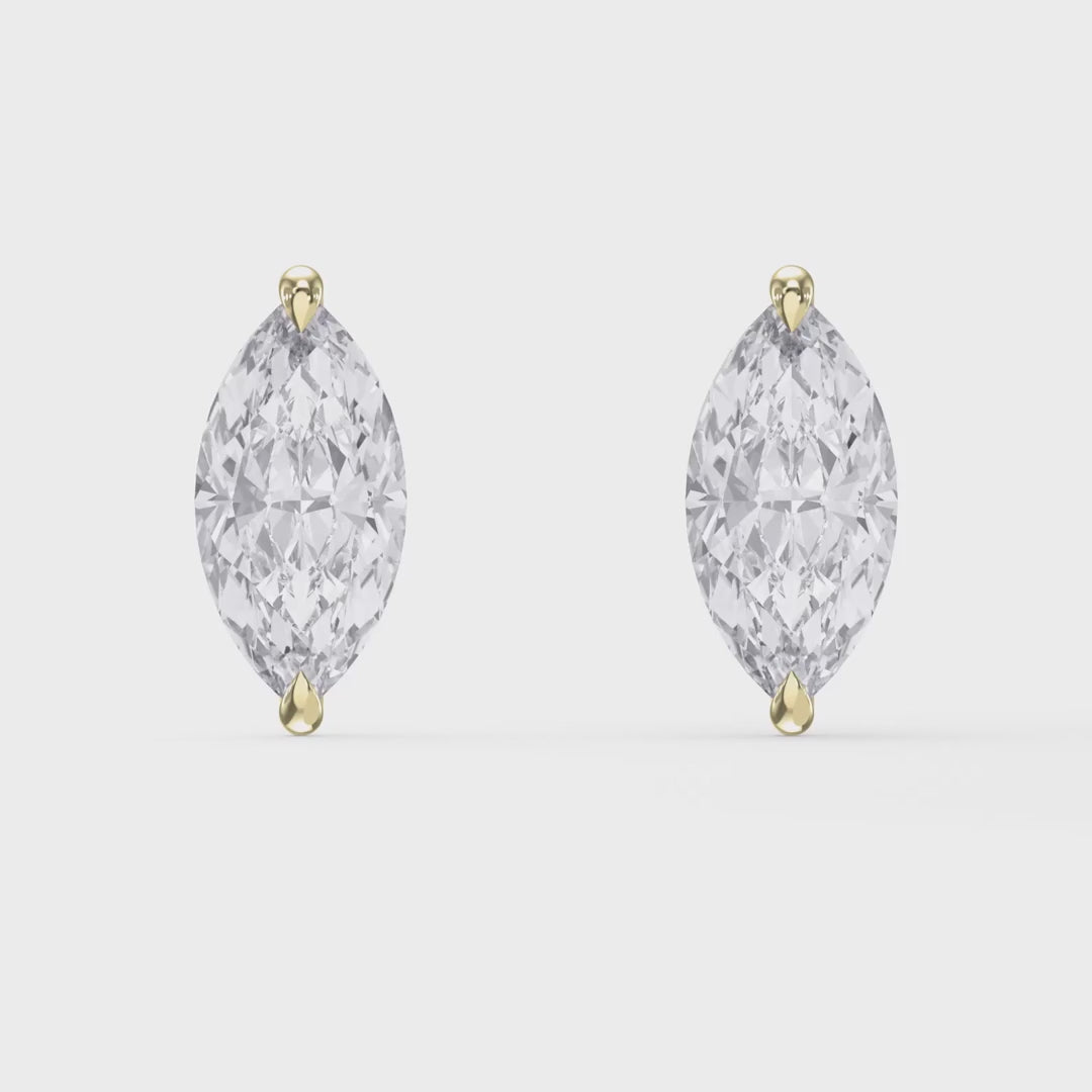 Marquise Cut Diamond Stud Earrings, product video