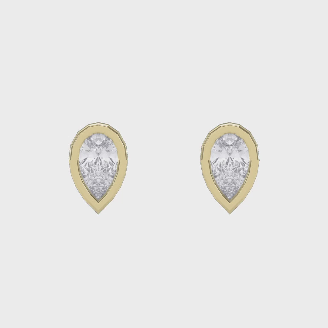 Bezel Bloom Pear Shape Earring Studs, product video