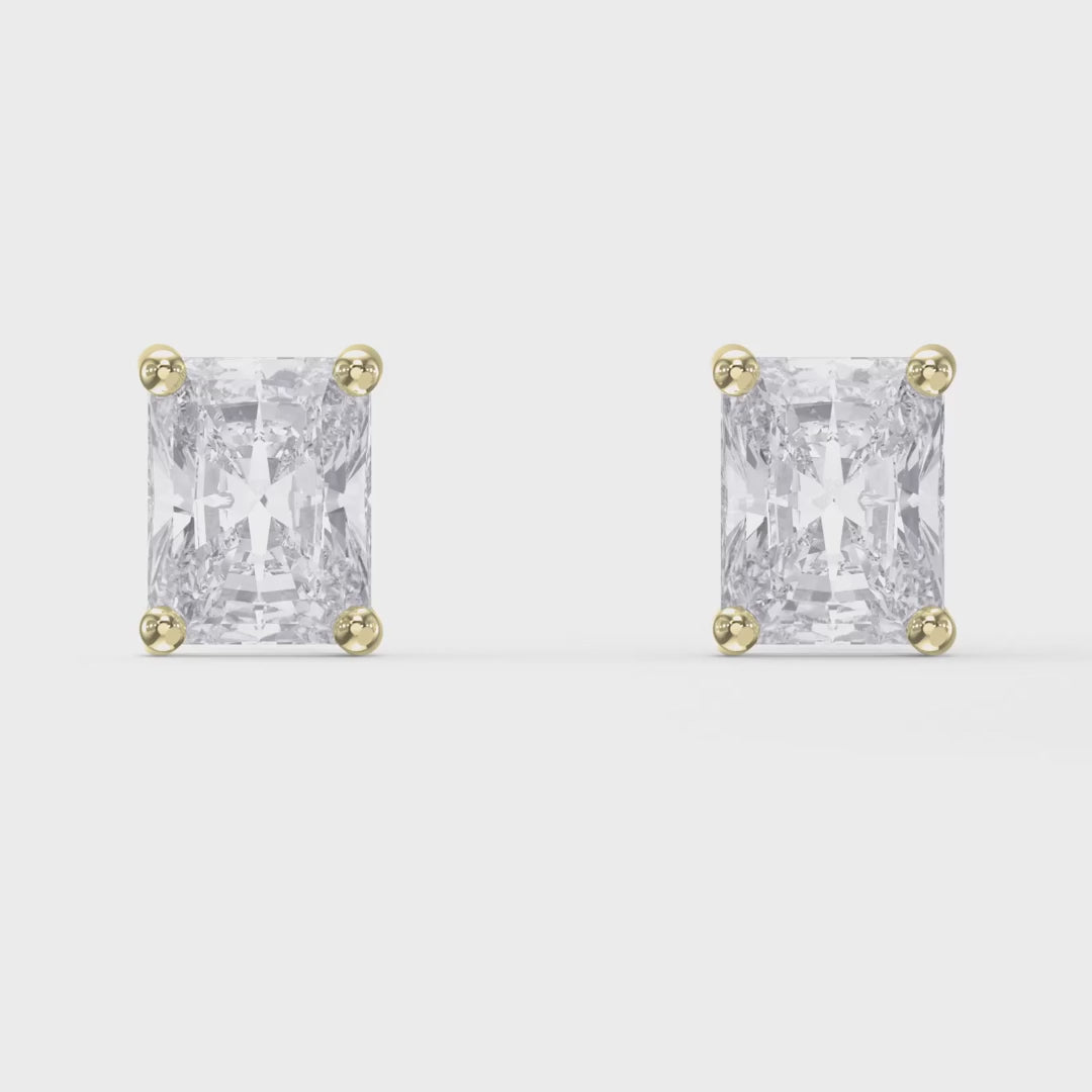 Radiant Cut Diamond Stud Earrings, product video