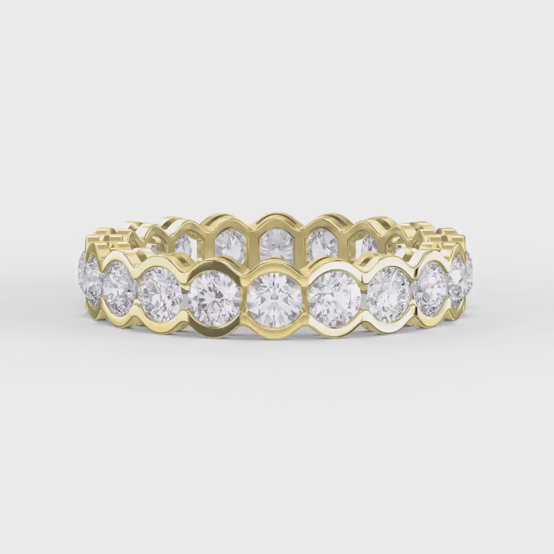Elegant Bezel Set Round Cut Diamond Band, product video