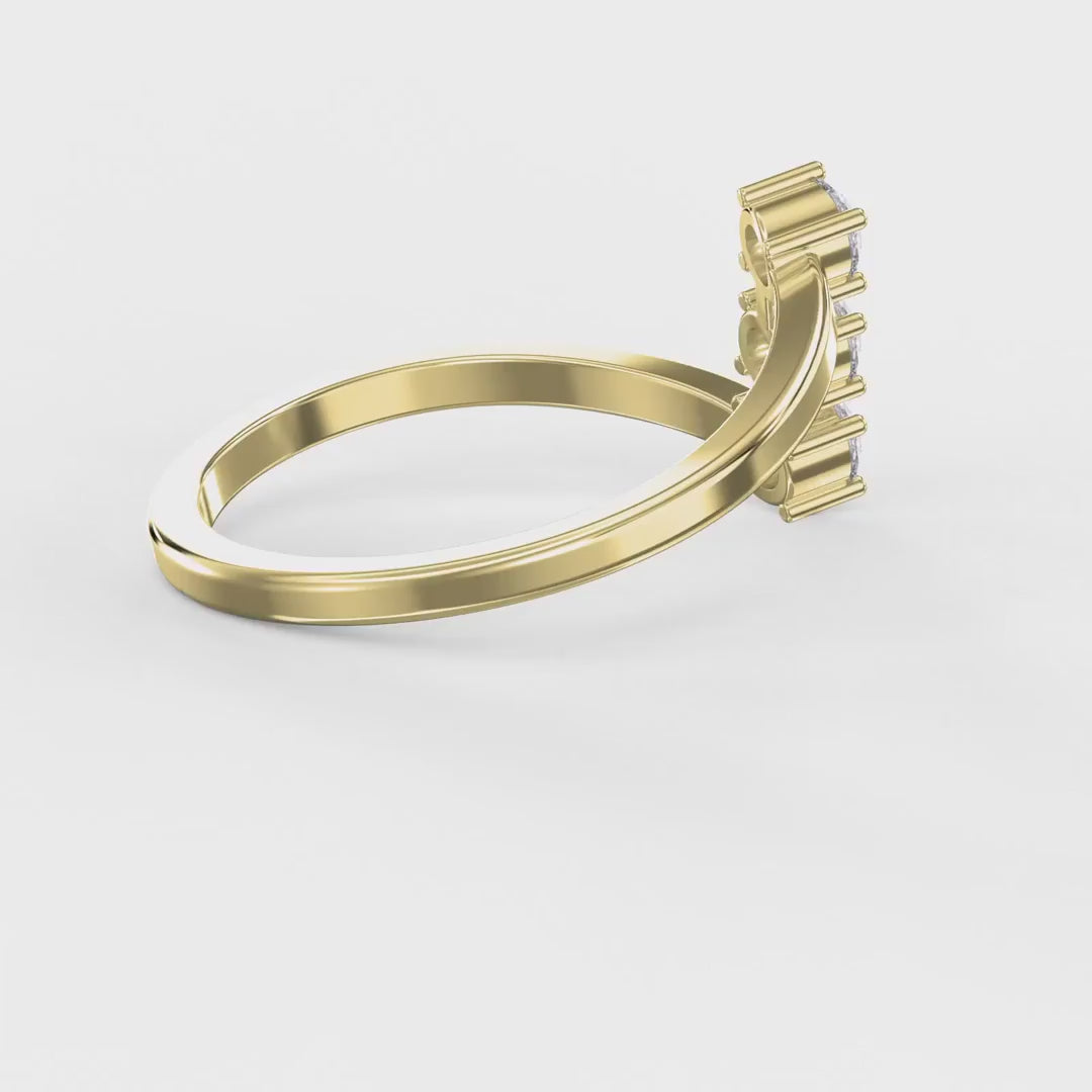 Modern Split Shank Three Stone Round Diamond Ring, product video