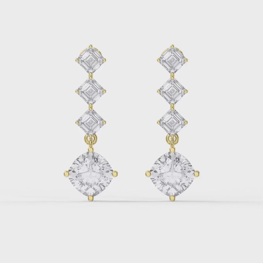 Ascher and Cushion Diamond Drop Earring, product video
