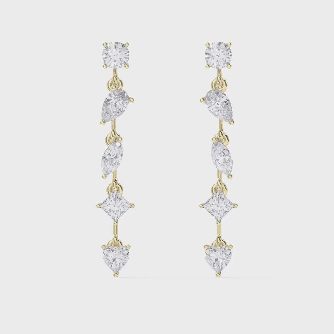Multi Shape Diamond Drop Earring, product video