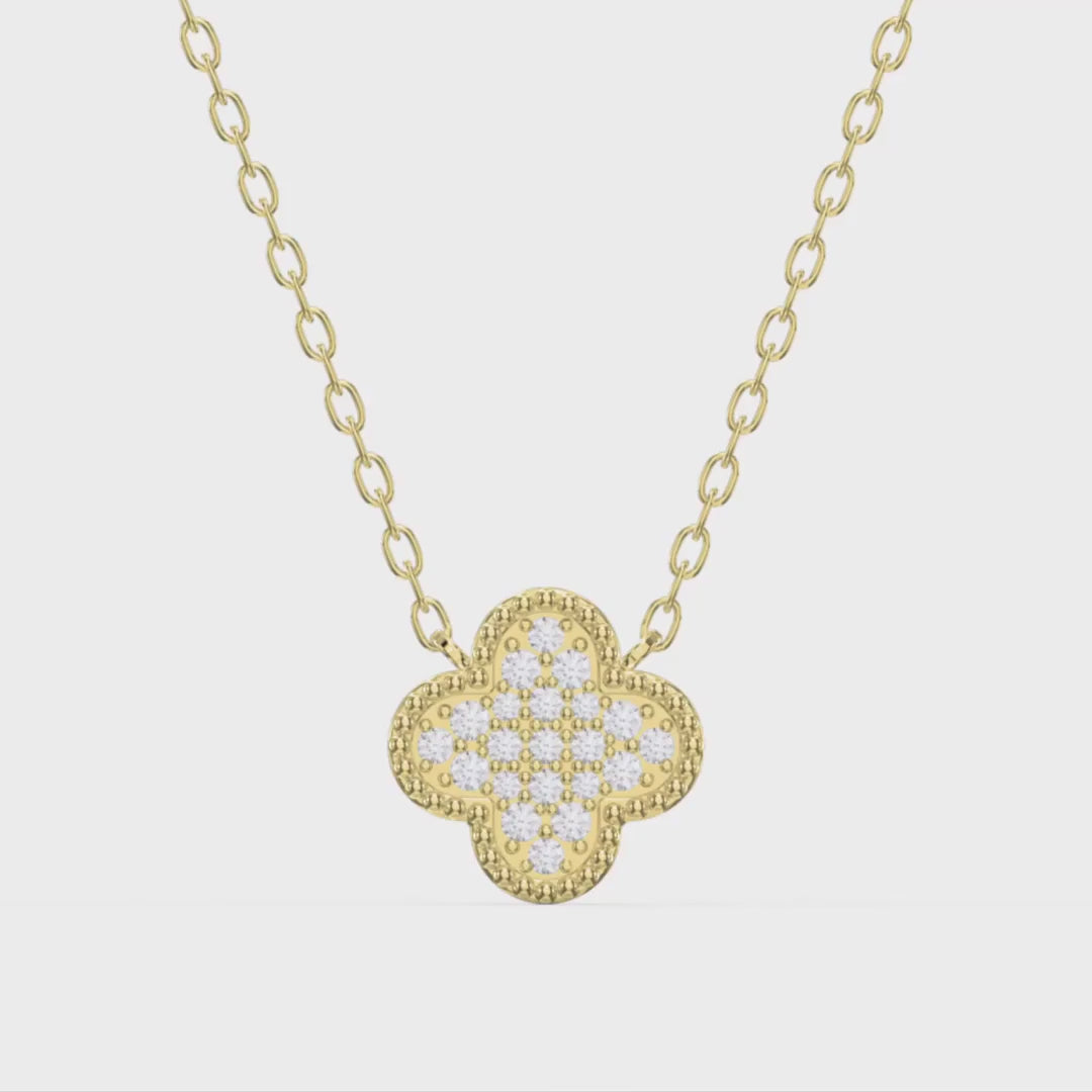 Clover Diamond Heritage Necklace, Pave Quatrefoil Charm, product video
