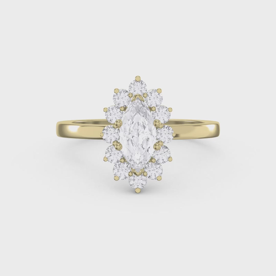 Marquise Halo Solitaire Engagement Ring, product video