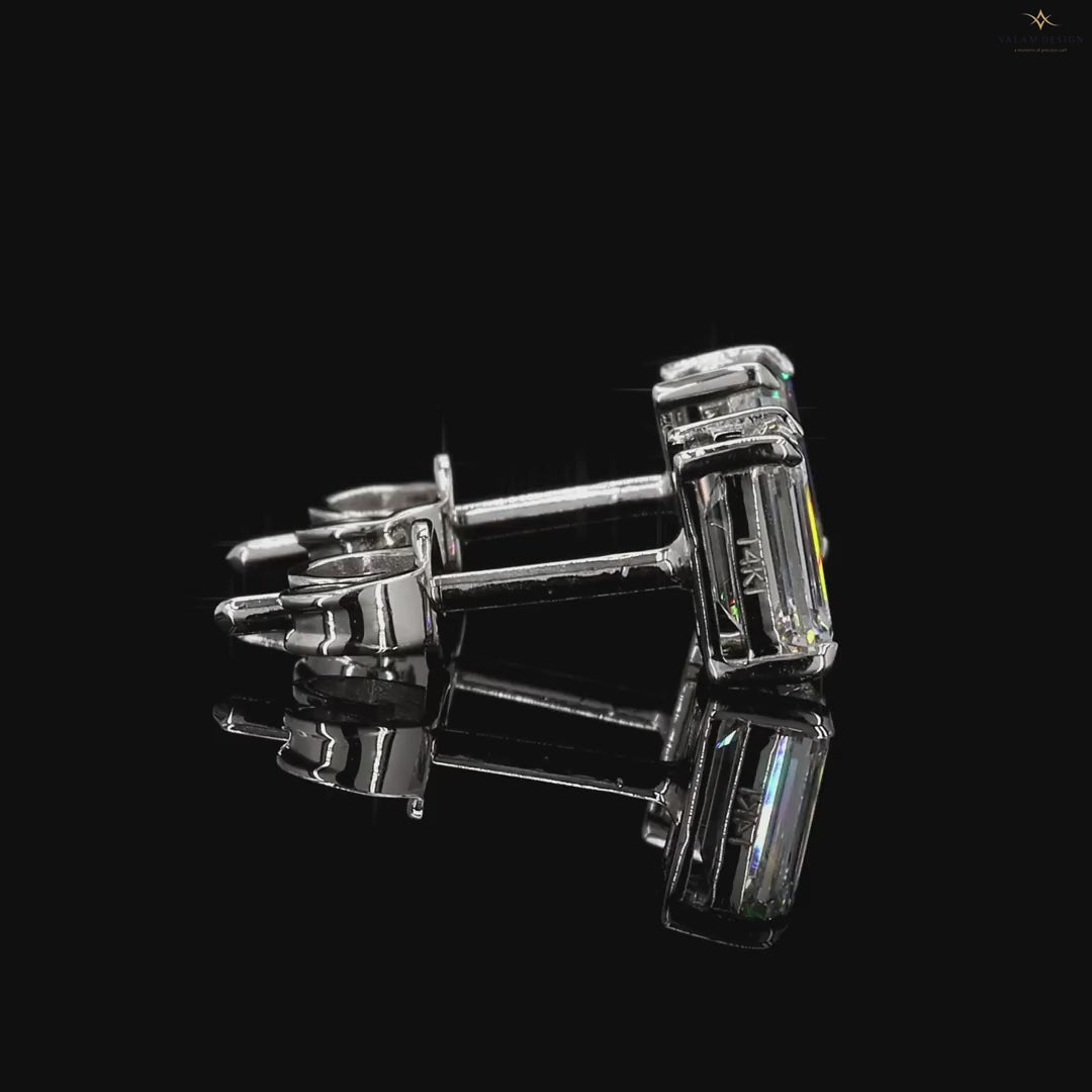 Emerald Diamond Earring Stud, product video