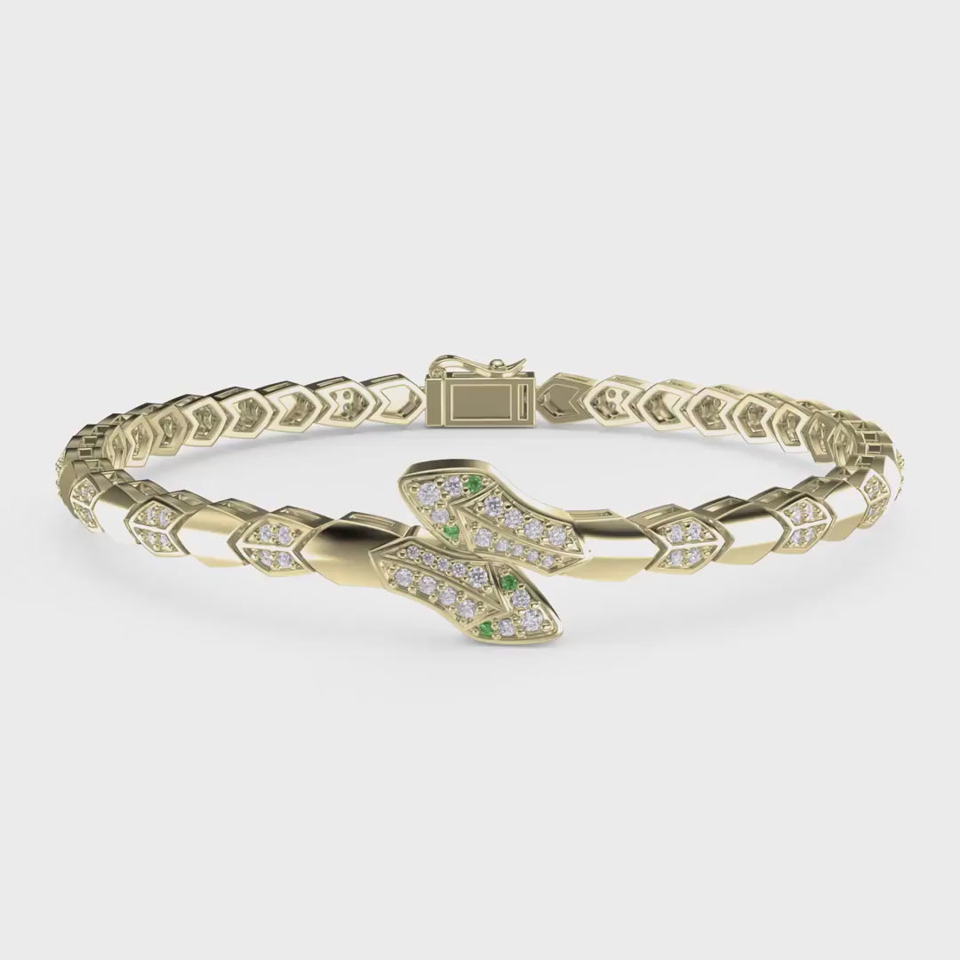 Premium Round Diamond Snake Shape Fashion Bracelet, product video