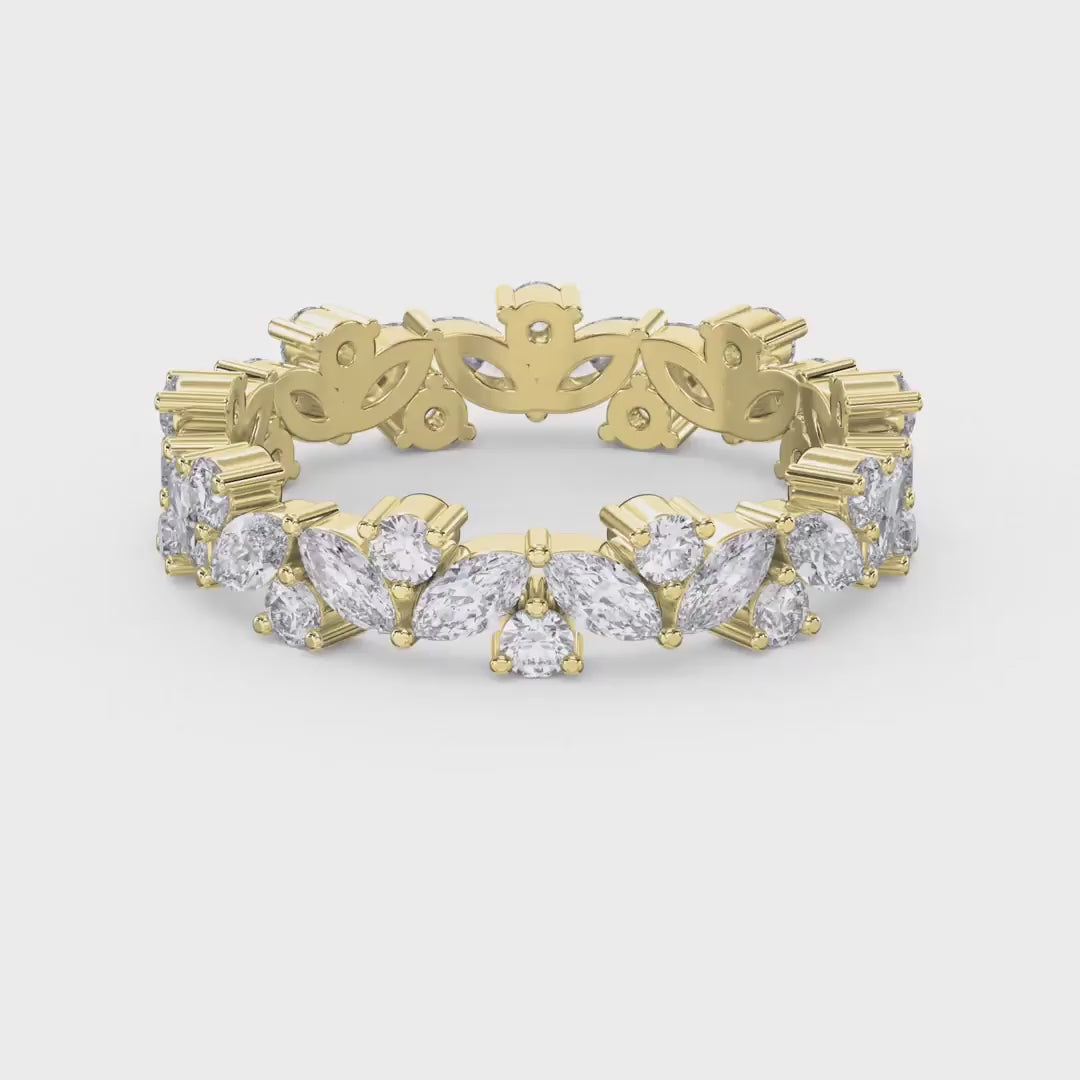 Cluster Design Round and Marquise Diamond Ring, product video