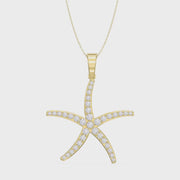 Round Diamond Starfish Embrace Pendant Necklace, product video