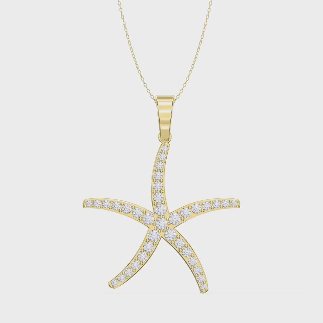 Round Diamond Starfish Embrace Pendant Necklace, product video