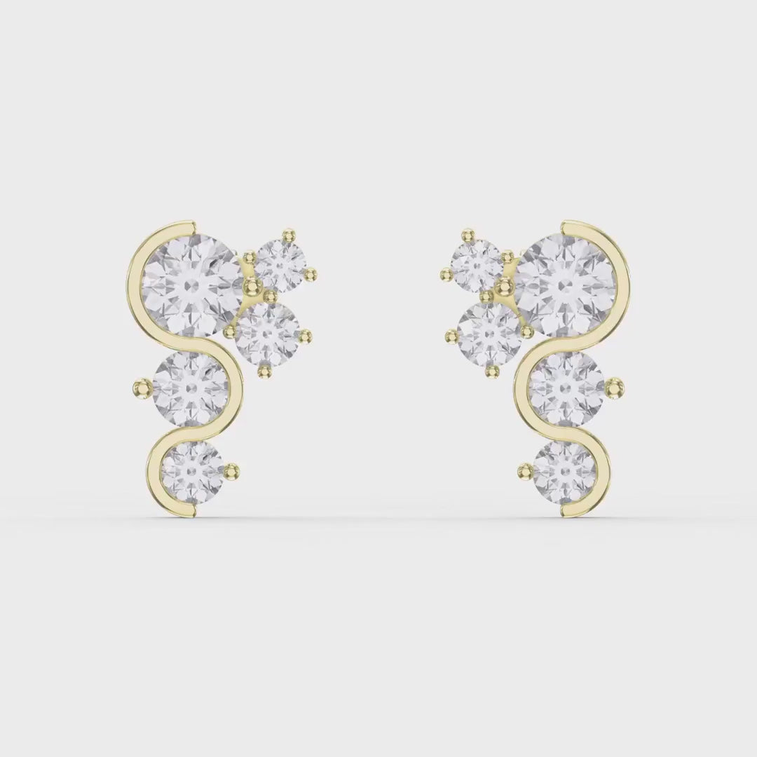 Celestial Strea Round Diamond Fashion Earrings, product video