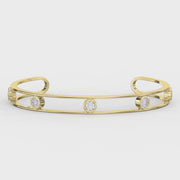 Minimalist Cuff Bracelet with Bezel Set Round Diamonds, product video