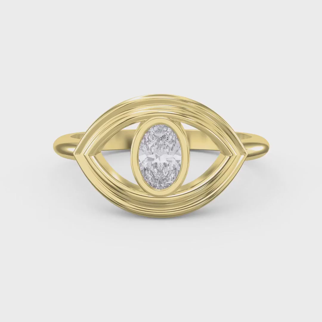 Modern Oval Cut Diamond Eye Design Ring, product video