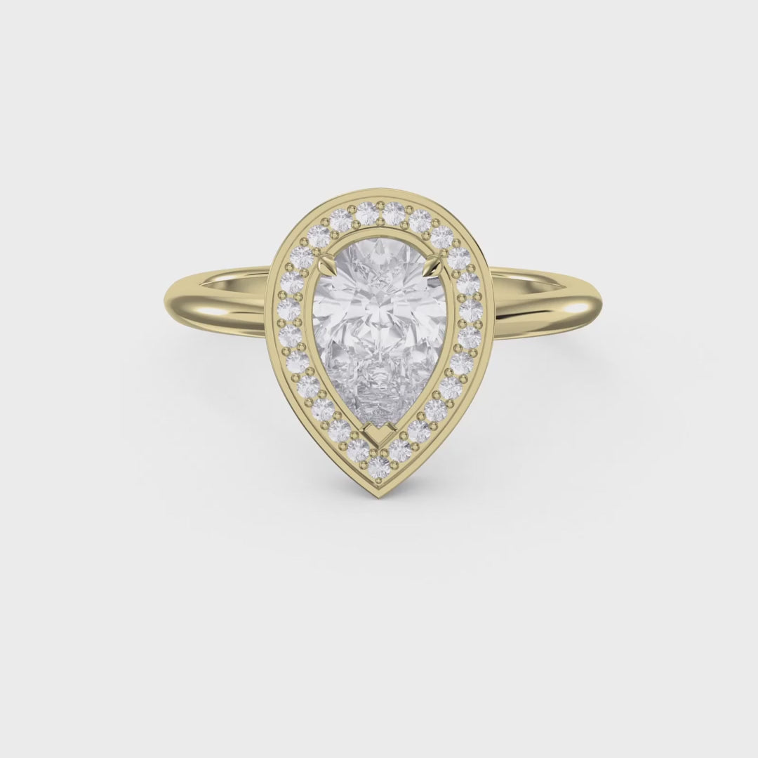 Pear Shape Halo Engagement Ring, product video