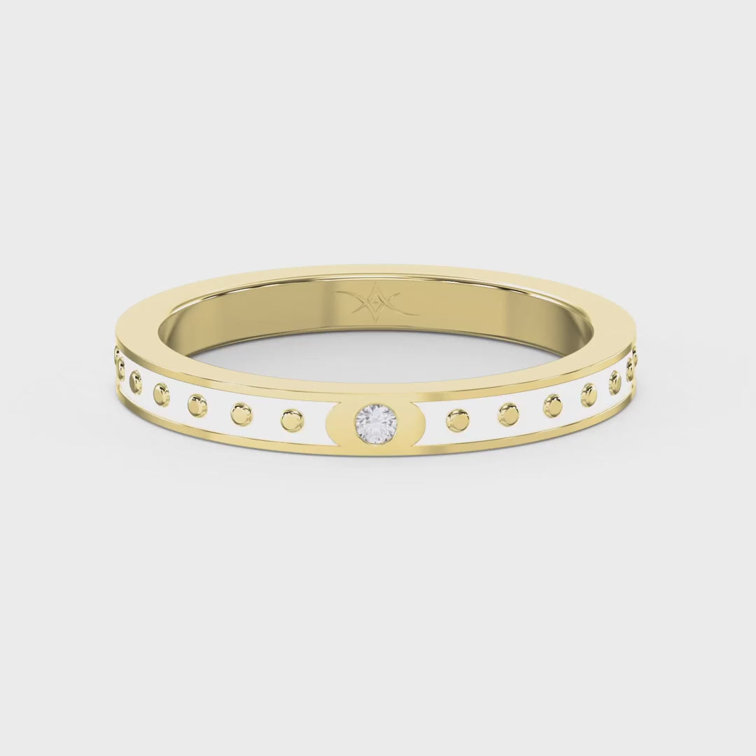Minimalist Moon Motif Round Diamond Celestial Ring, product video