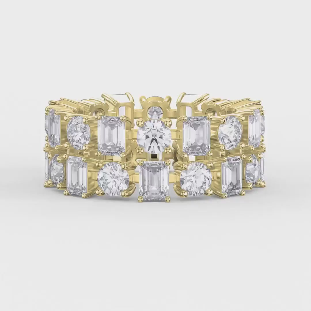 Statement Wide Round and Emerald Diamond Band, product video