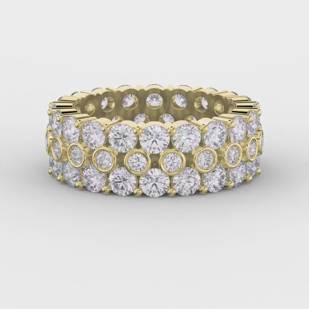 Wide Multi Row Round Brilliant Cut Diamond Band, product video
