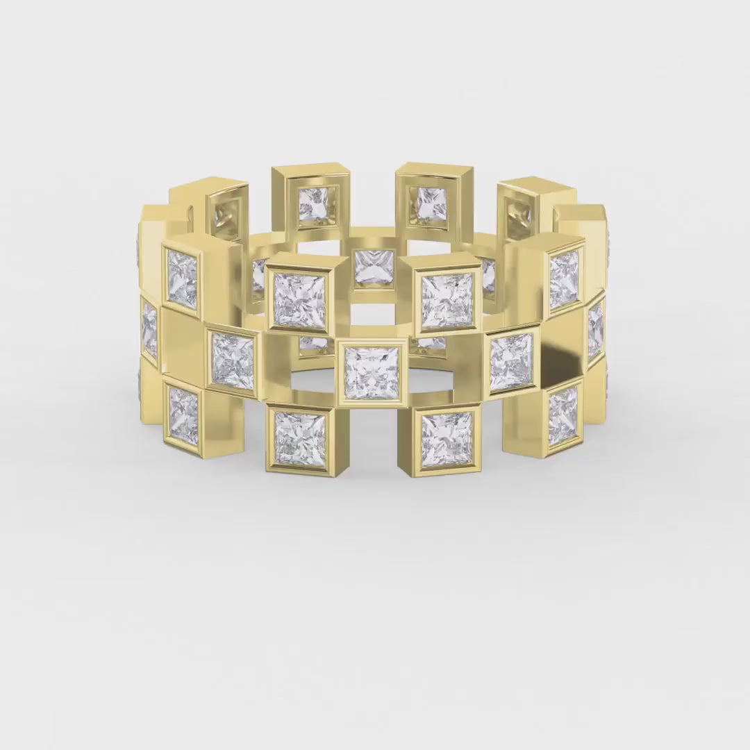 Bold Geometric Princess Cut Diamond Band, product video