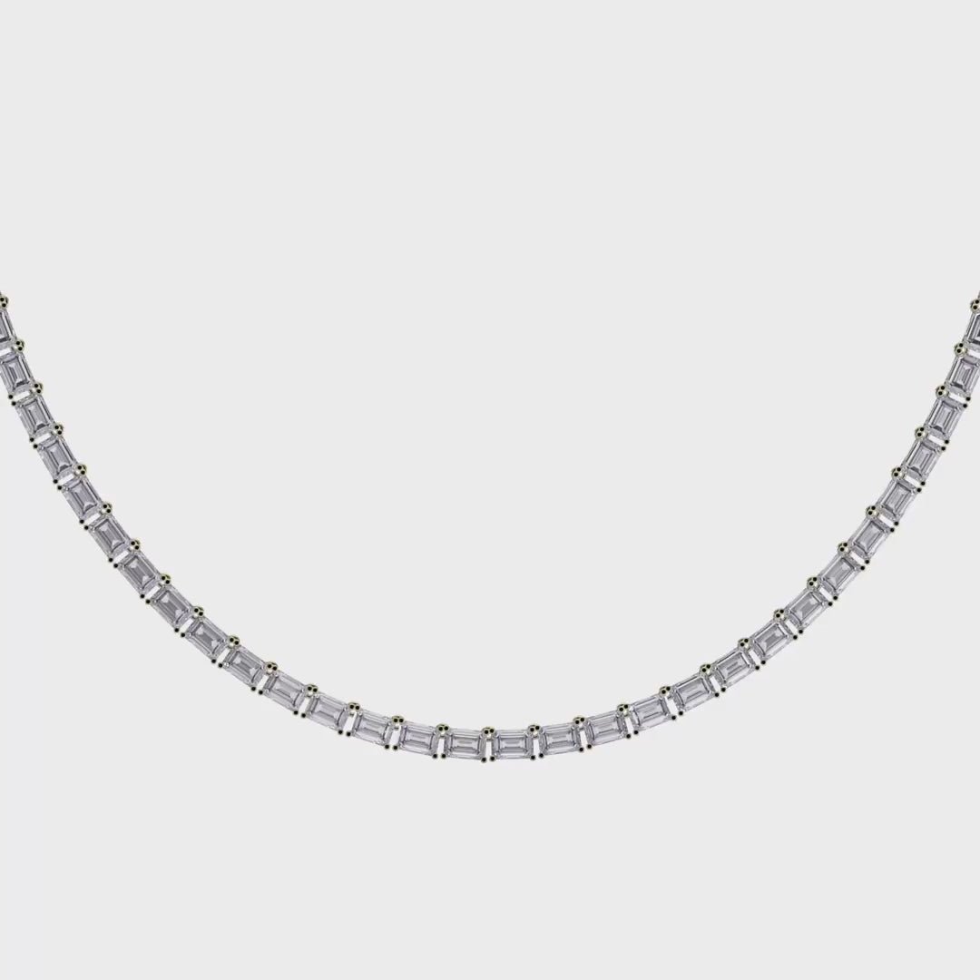 Emerald Cut Diamond Tennis Necklace, product video