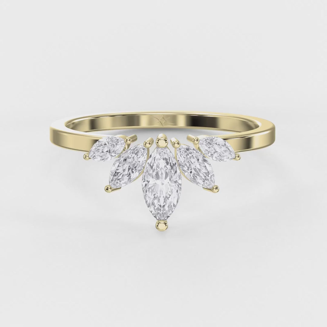Marquise Diamond Curve Design Wedding Band, product video