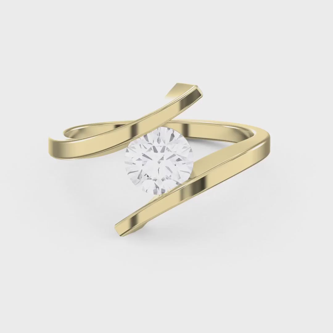 Contemporary Twisted Bypass Diamond Ring, product video