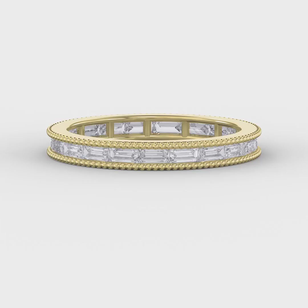 Milgrain Detailing Alternating Baguette Cut Ring, product video