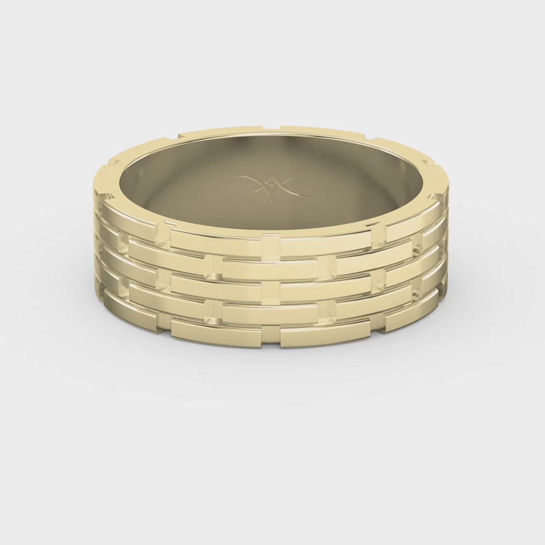 Architectural Linked Wedding Mens Ring, product video