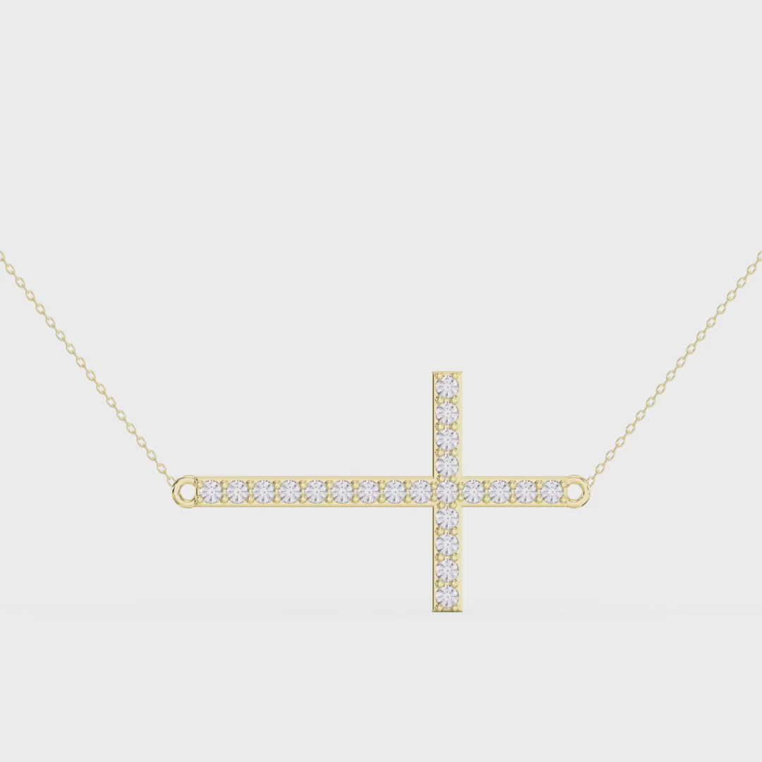 Side Way Cross Fashion Necklace, product video