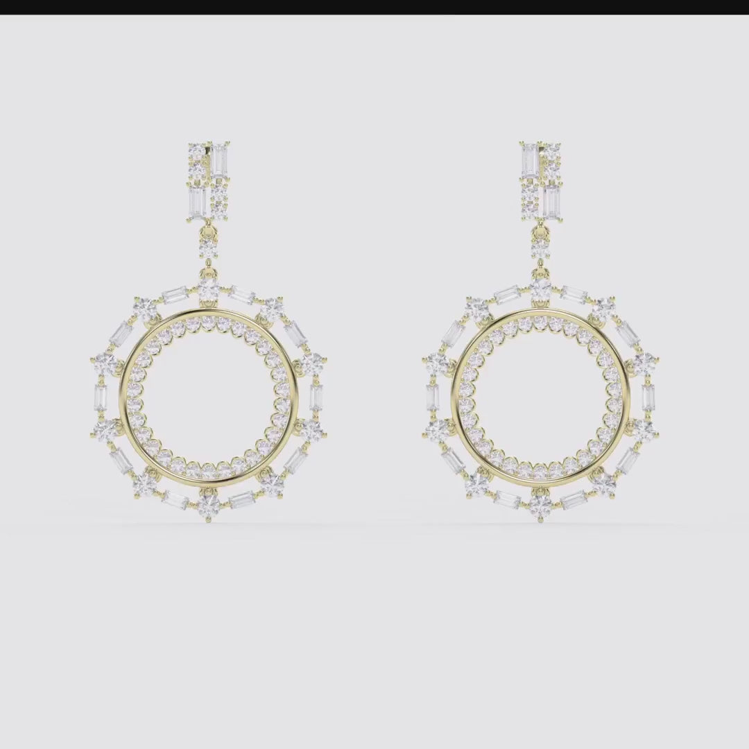 Diamond Circle Chandelier Fashion Earrings, product video