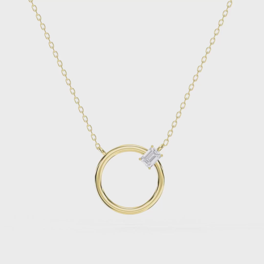 Circle Design Diamond Pendant Necklace, product video