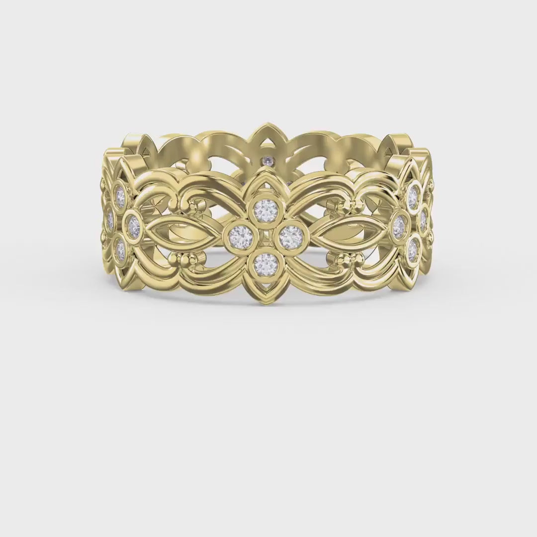 Floral Diamond Wide Vintage Band, product video