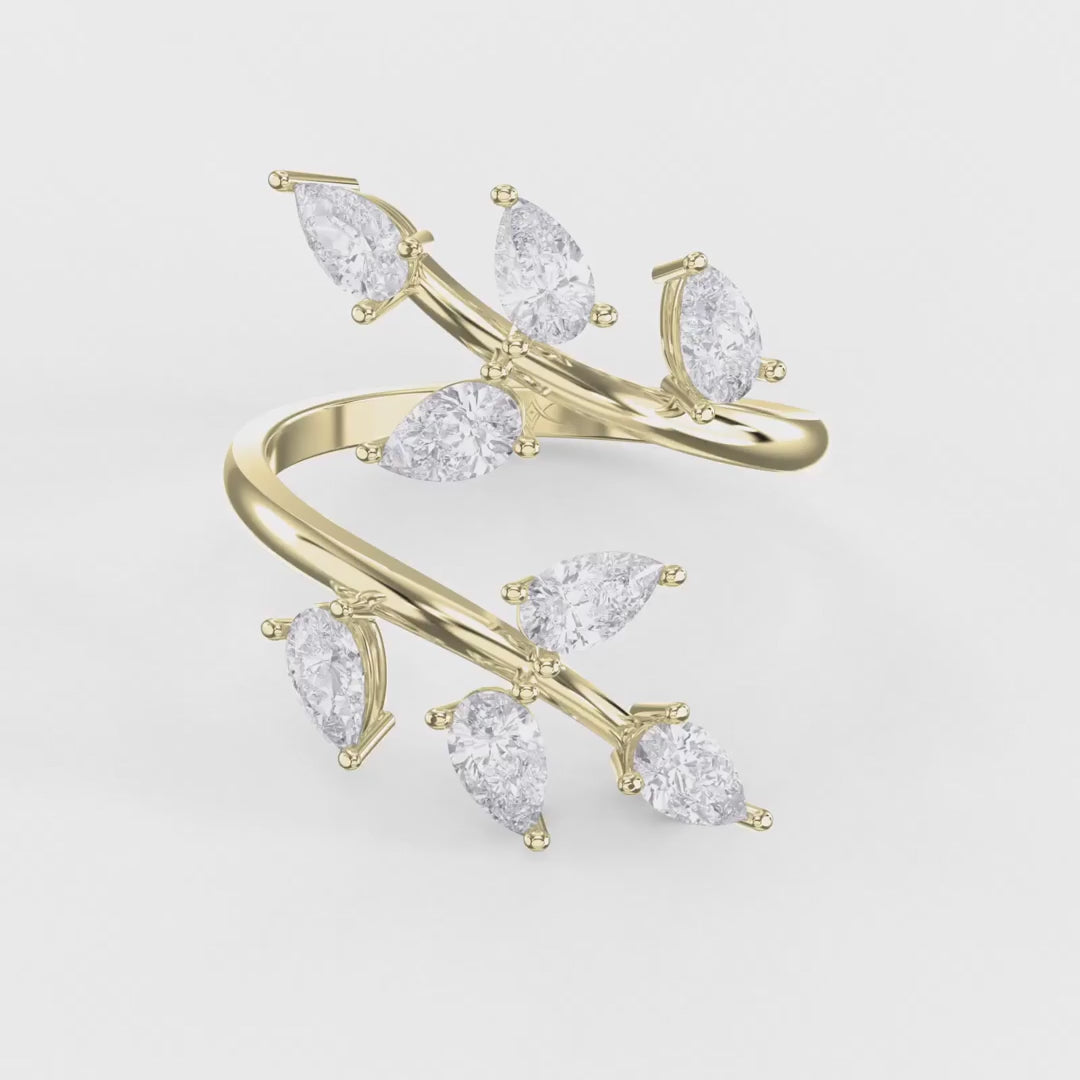 Pear Diamond Curved Design Band, product video