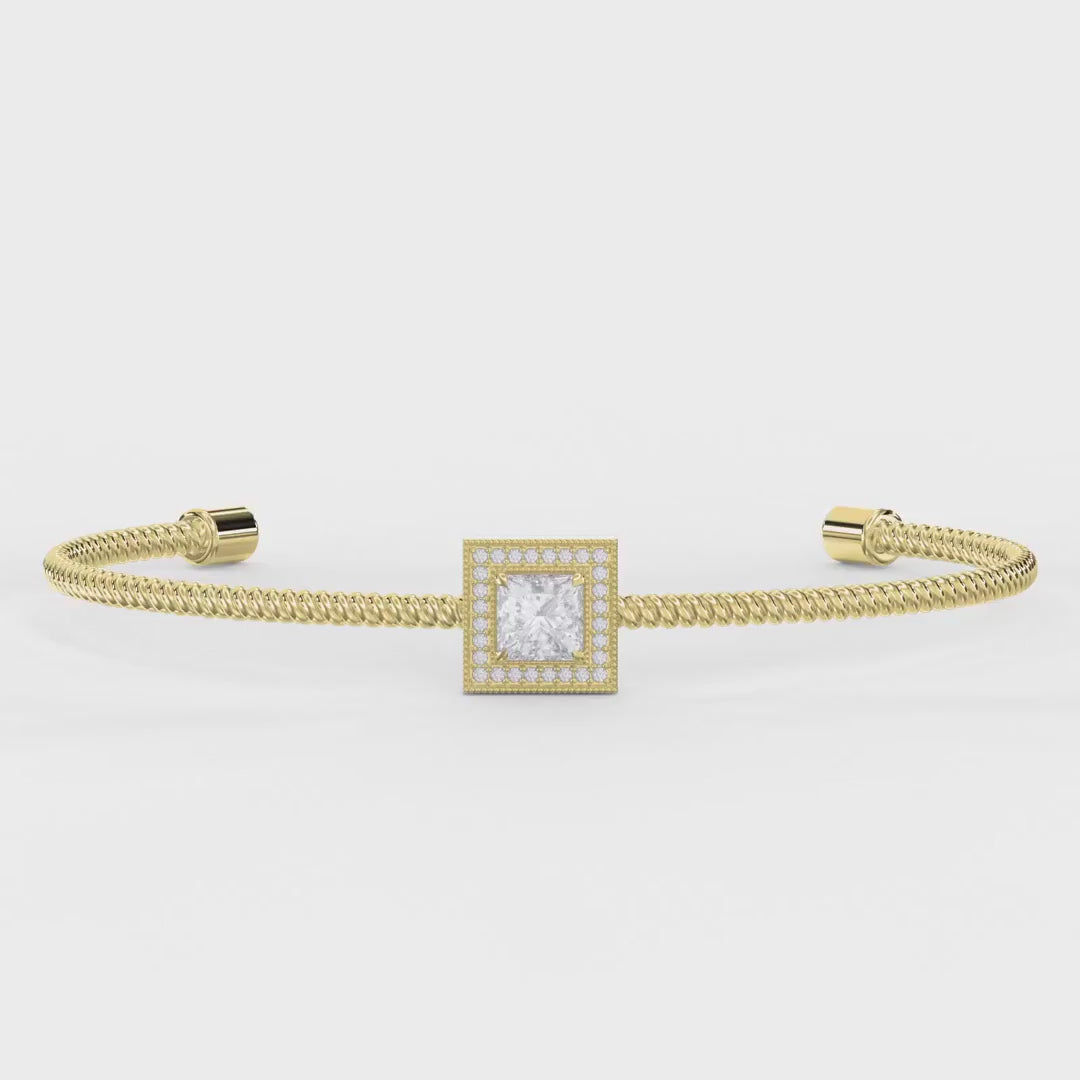 Cuff Bracelet with Square Halo Centrepiece, product video