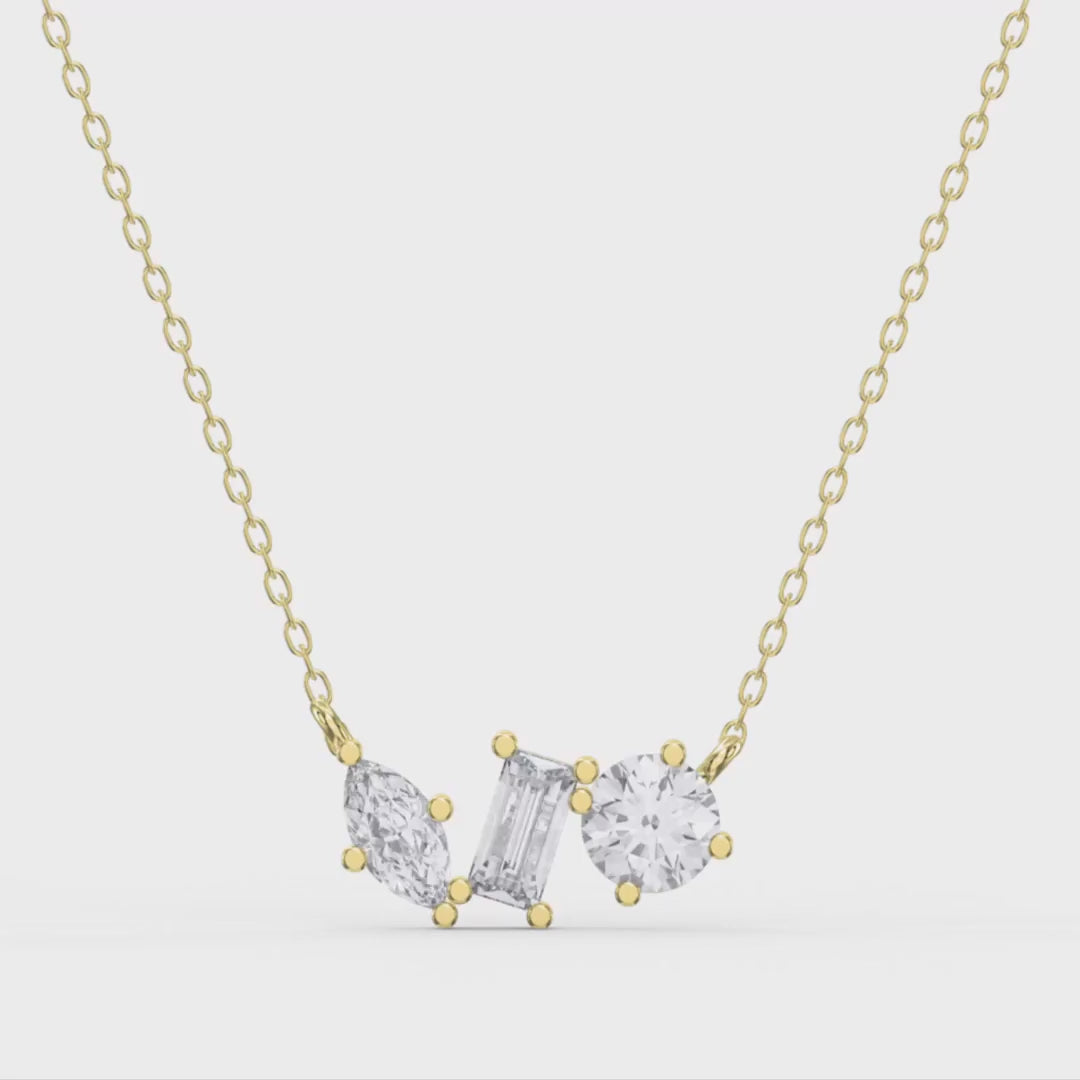 Three Stone Diamond Pendant Necklace, product video