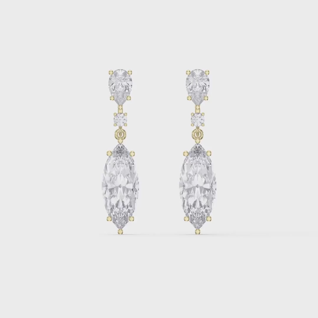 Triple Cut Drop Dangle Design Earring, product video