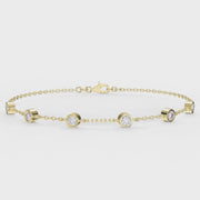 Diamond Station Bracelet, Bezel Set Round Diamonds Minimalist Chain Design, product video