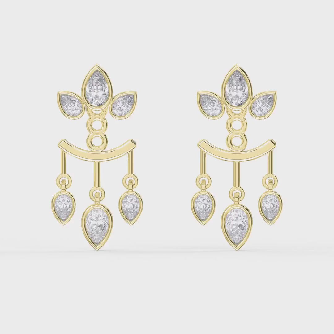 Pear Diamond Regal Teardrop Chandelier Fashion Earrings, product video