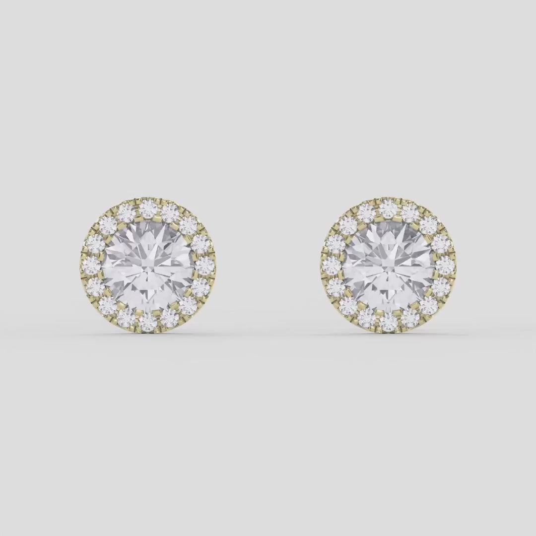 Halo Design Round Diamond Earring Stud, product video