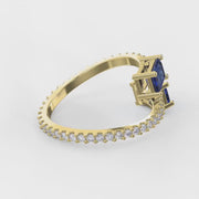 Emerald Cut Blue Sapphire Double Stone Pave Ring, product video