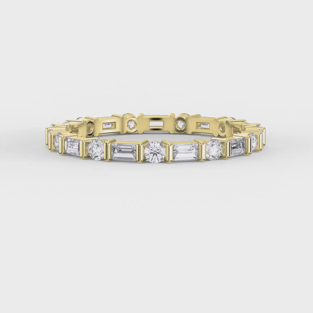 Round Baguette Cut Diamond Duo Ring, product video