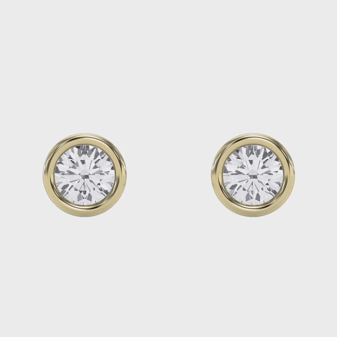 Bezel Brilliance Round Shape Earring Studs, product video