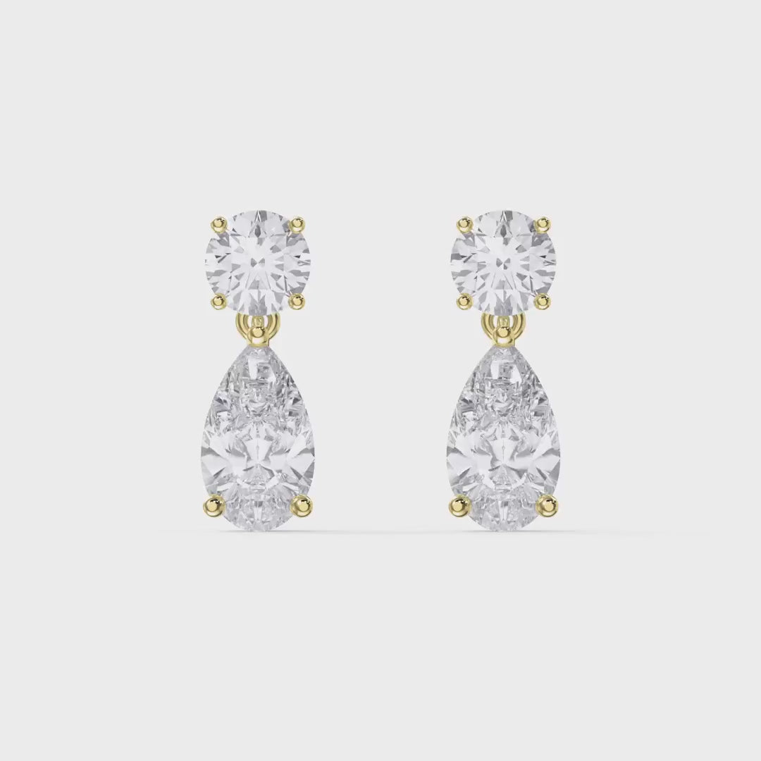 Round and Pear Diamond Drop Dangle Earring, product video