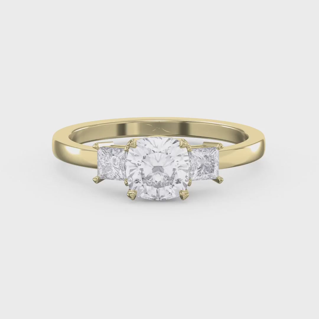 The Ever Crest Cushion Trilogy Ring, product video