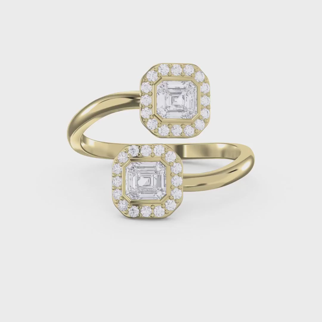 Two Stone Bypass Style Ascher Diamond Fashion Ring, product video