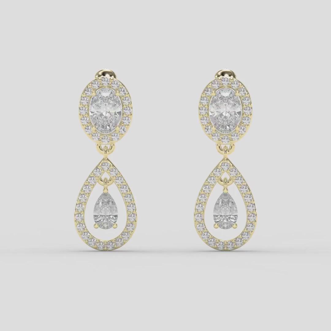 Elegant Multi Diamond Drop and Dangle Earring, product video