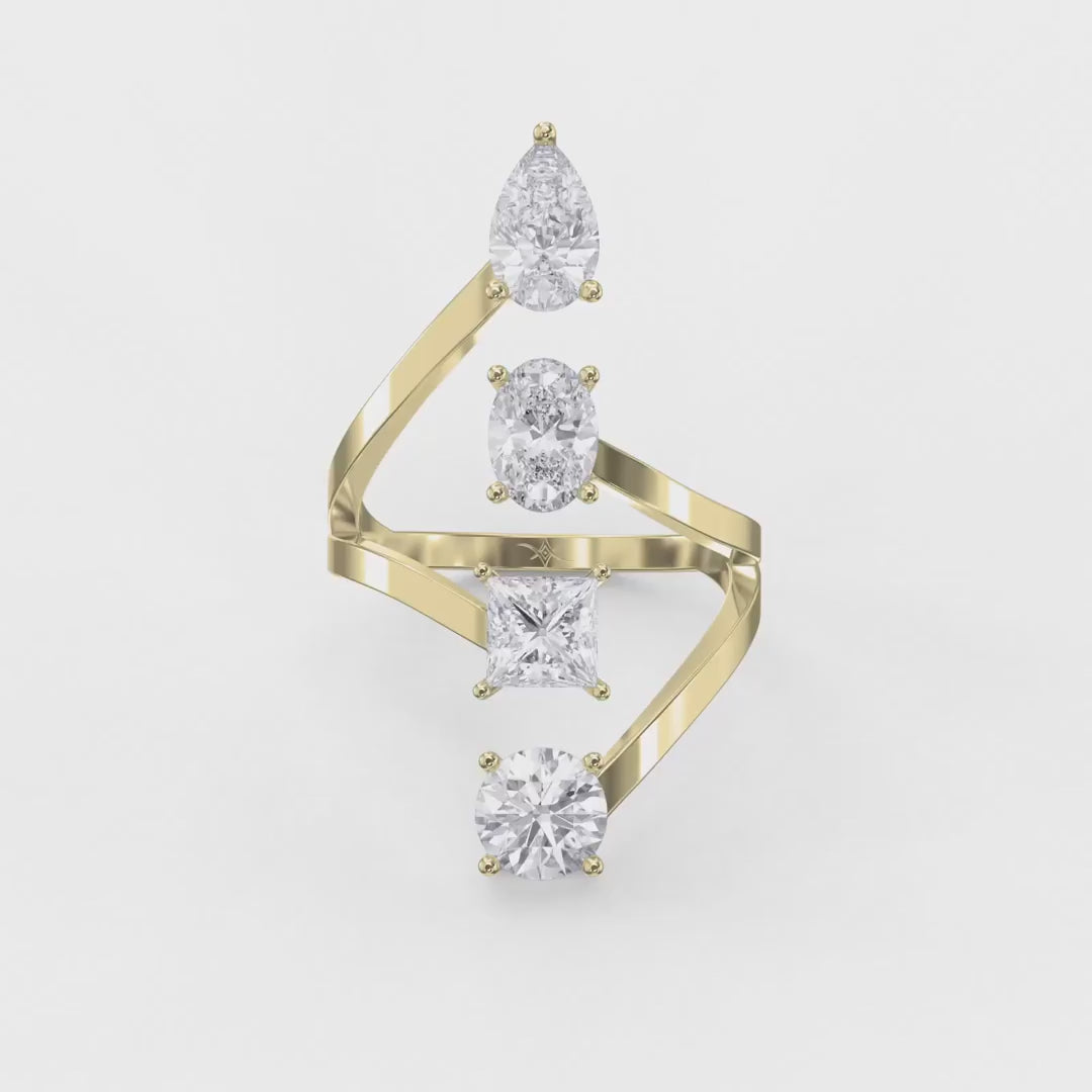 Forward Stackable 4 Stone Design Fashion Ring, product video