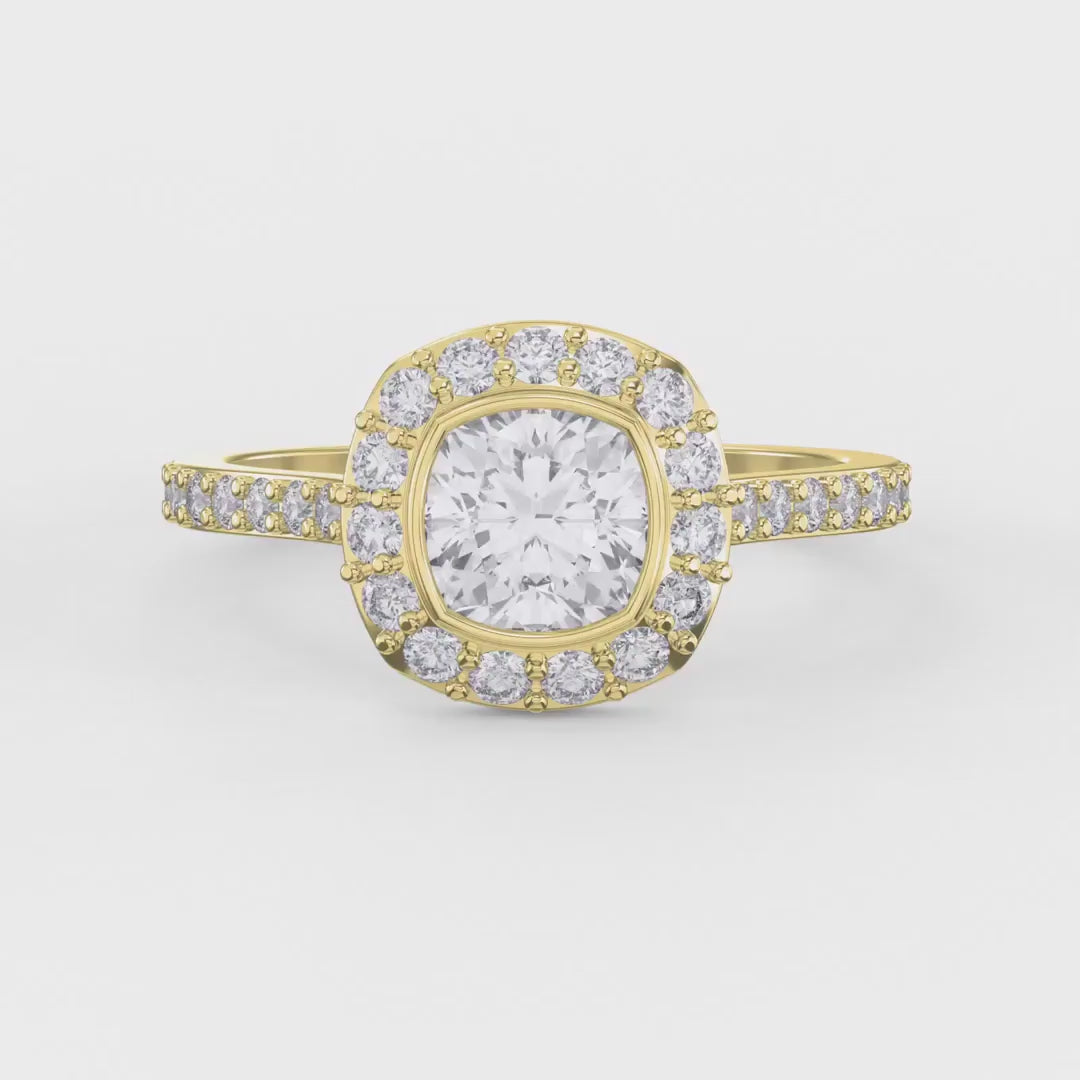 Cushion Shape Round Brilliant Side Stone Engagement Ring, product video