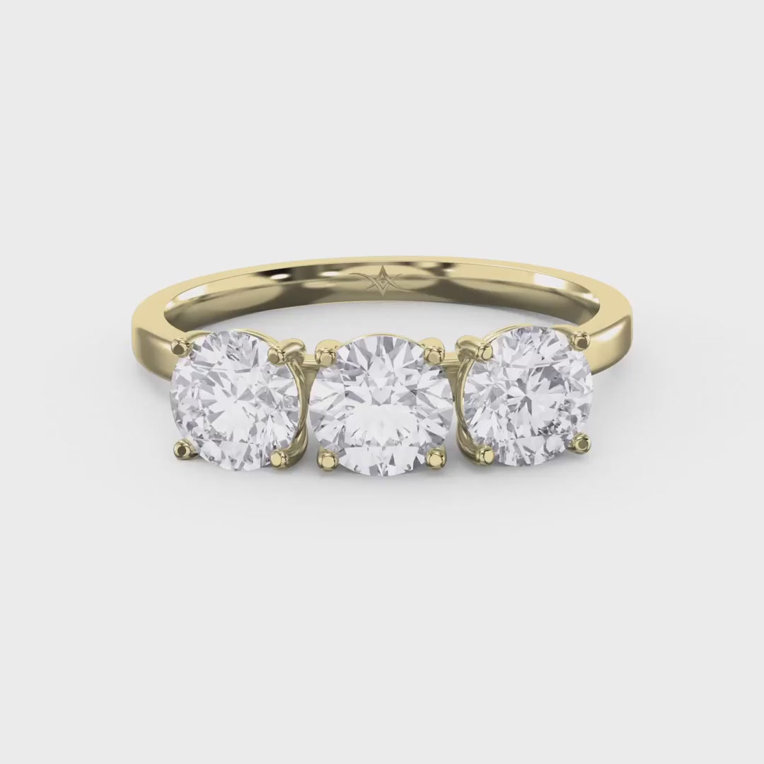 Three Stone Round Brilliant Cut Diamond Fashion Ring, product video